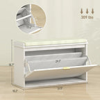31.5" Shoe Storage Bench with Padded Seat and Flip-Drawer for Entryway