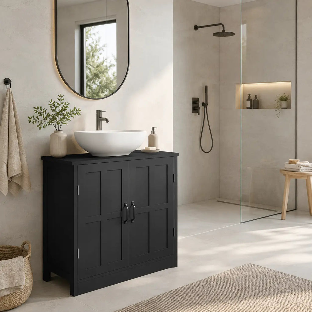 Under-Sink Bathroom Cabinet with Adjustable Shelf and Double Doors