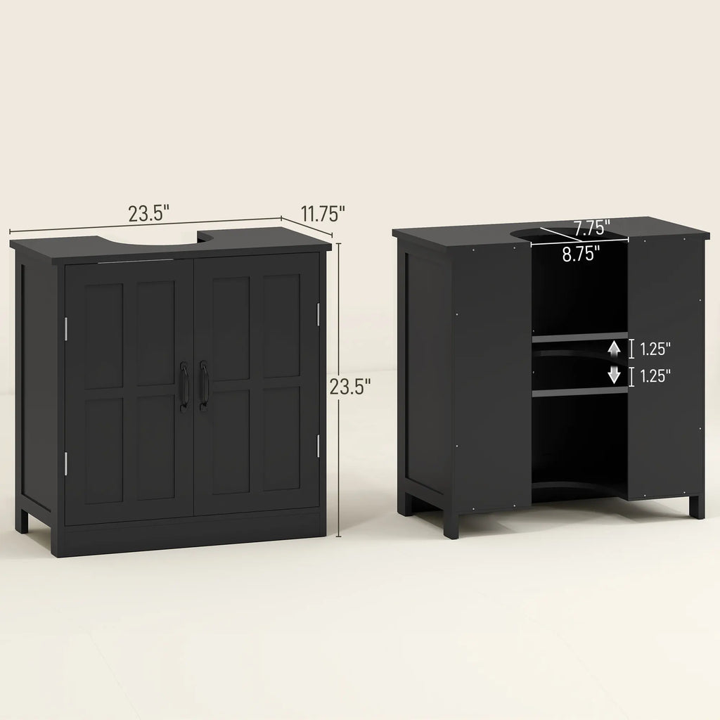 Under-Sink Bathroom Cabinet with Adjustable Shelf and Double Doors