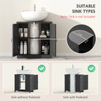 Under-Sink Bathroom Cabinet with Adjustable Shelf and Double Doors