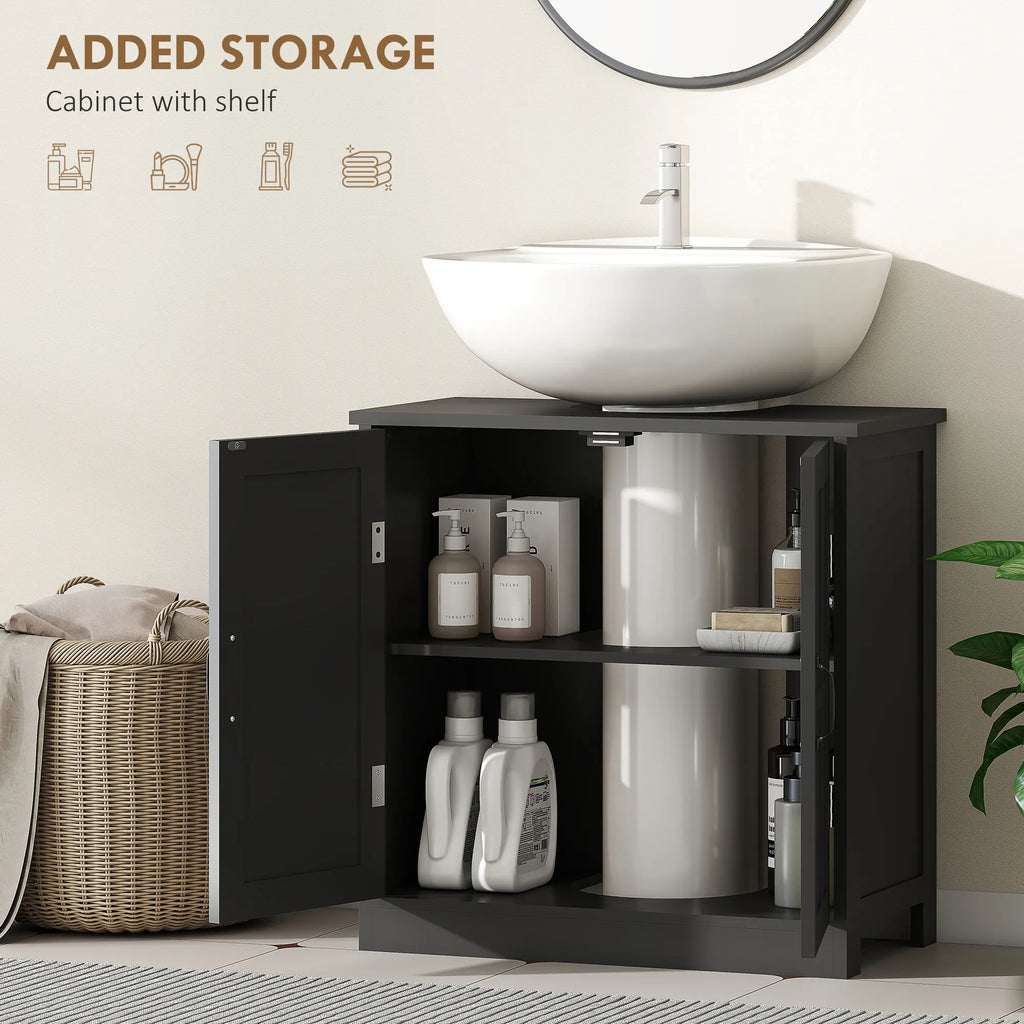 Under-Sink Bathroom Cabinet with Adjustable Shelf and Double Doors