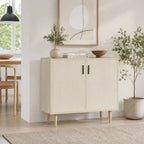 35.5" Natural Wood Sideboard Cabinet with 2 Doors, Adjustable Shelf and Pine Wood Legs