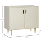 35.5" Natural Wood Sideboard Cabinet with 2 Doors, Adjustable Shelf and Pine Wood Legs