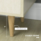 35.5" Natural Wood Sideboard Cabinet with 2 Doors, Adjustable Shelf and Pine Wood Legs