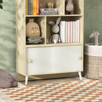 55.3" Kids 4-Cubby Bookshelf with Sliding-Door Cabinet