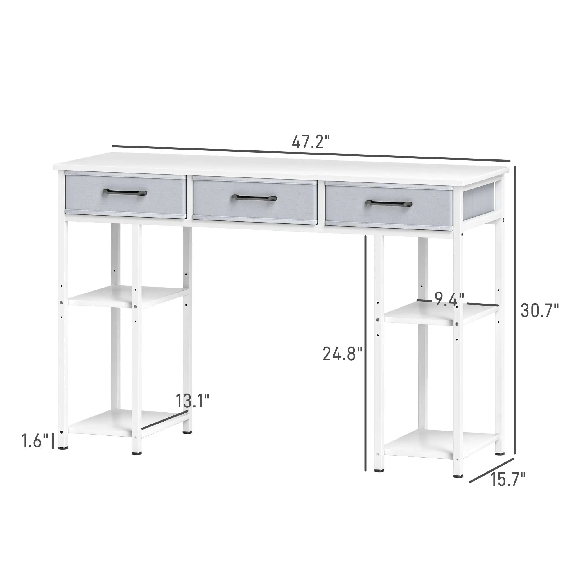 47.2" Computer Desk with 3 Fabric Drawers and Adjustable Storage Shelves