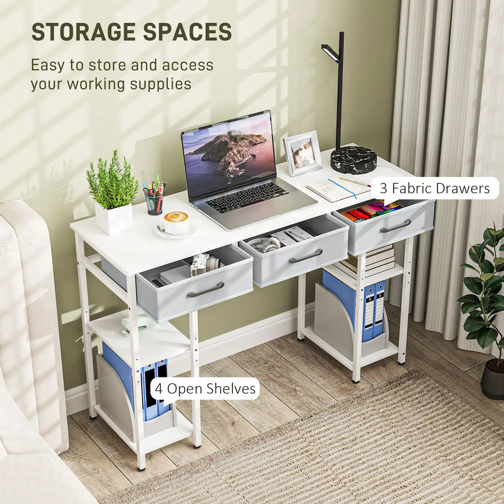 47.2" Computer Desk with 3 Fabric Drawers and Adjustable Storage Shelves