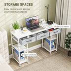 47.2" Computer Desk with 3 Fabric Drawers and Adjustable Storage Shelves