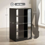 35.75" 4-Tier Media Cabinet with Tempered Glass Doors, Adjustable Shelves and Cable Management