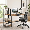 66.9" Reversible Computer Desk with 4-Tier Shelves and Raised Monitor Stand