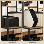 66.9" Reversible Computer Desk with 4-Tier Shelves and Raised Monitor Stand