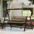 95.7" 3-Seat Wooden Porch Swing with Stand, Cushion and Side Trays
