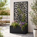 44.5" Metal Raised Garden Bed with Decorative Trellis Privacy Panel