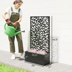 44.5" Metal Raised Garden Bed with Decorative Trellis Privacy Panel