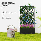 44.5" Metal Raised Garden Bed with Decorative Trellis Privacy Panel