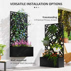 44.5" Metal Raised Garden Bed with Decorative Trellis Privacy Panel