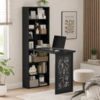 Space-Saving Wall-Mounted Fold-Out Desk with Storage Shelves and Chalkboard