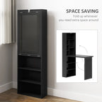 Space-Saving Wall-Mounted Fold-Out Desk with Storage Shelves and Chalkboard