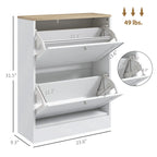 31.5" Slim Shoe Storage Cabinet with 2 Flip Drawers and Adjustable Shelves