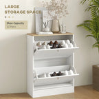 31.5" Slim Shoe Storage Cabinet with 2 Flip Drawers and Adjustable Shelves