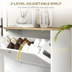 31.5" Slim Shoe Storage Cabinet with 2 Flip Drawers and Adjustable Shelves