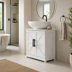 Farmhouse Under-Sink Bathroom Cabinet with Barn Doors and Adjustable Shelf