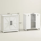 Farmhouse Under-Sink Bathroom Cabinet with Barn Doors and Adjustable Shelf