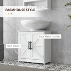Farmhouse Under-Sink Bathroom Cabinet with Barn Doors and Adjustable Shelf