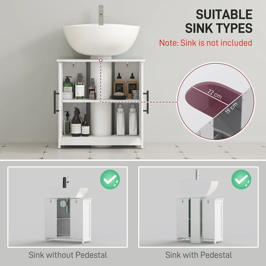 Farmhouse Under-Sink Bathroom Cabinet with Barn Doors and Adjustable Shelf