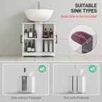 Farmhouse Under-Sink Bathroom Cabinet with Barn Doors and Adjustable Shelf