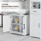 Farmhouse Under-Sink Bathroom Cabinet with Barn Doors and Adjustable Shelf