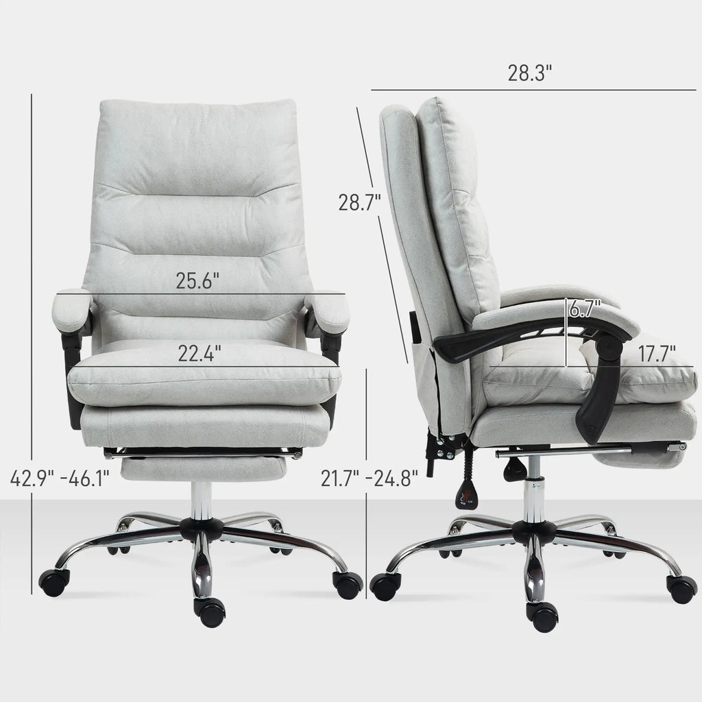 6-Point Heated Massage Office Chair with 135° Recline and Retractable Footrest