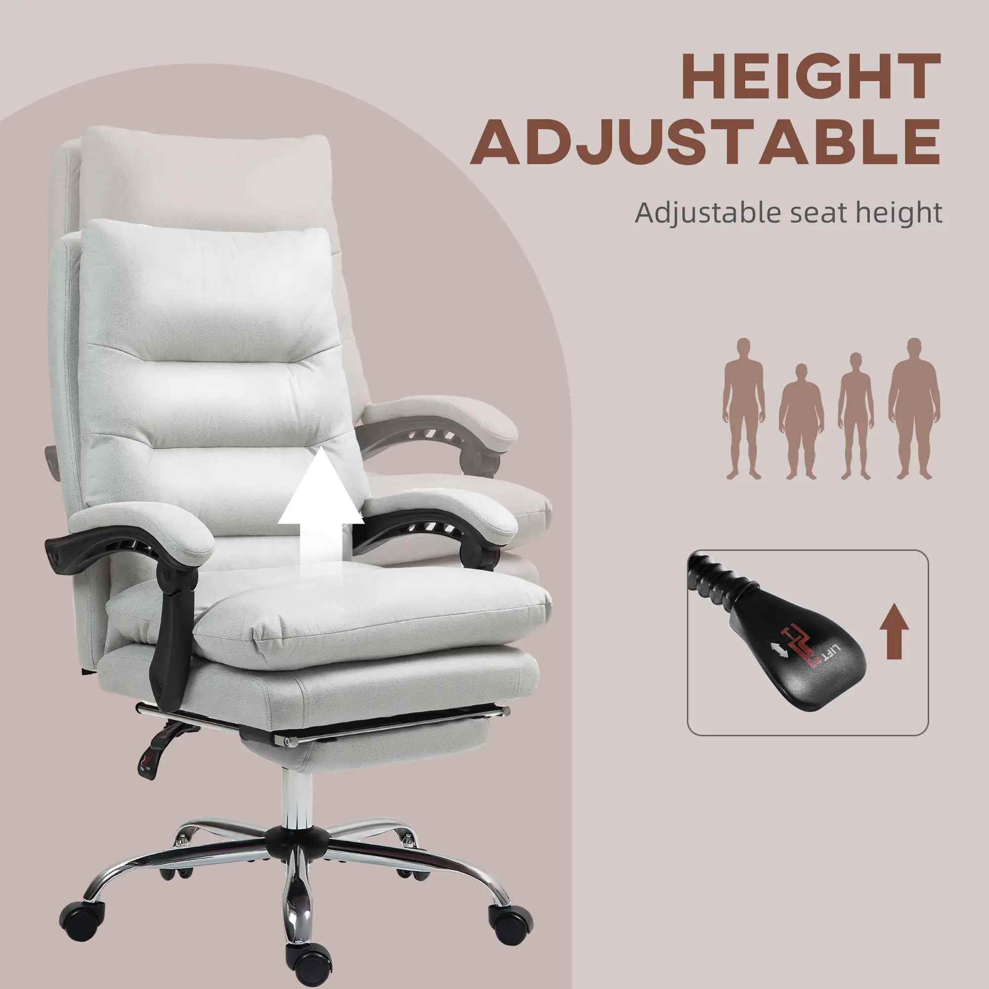 6-Point Heated Massage Office Chair with 135° Recline and Retractable Footrest