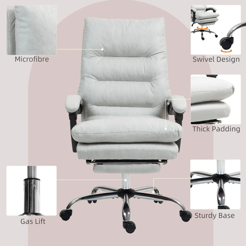 6-Point Heated Massage Office Chair with 135° Recline and Retractable Footrest