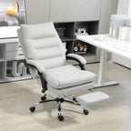 6-Point Heated Massage Office Chair with 135° Recline and Retractable Footrest