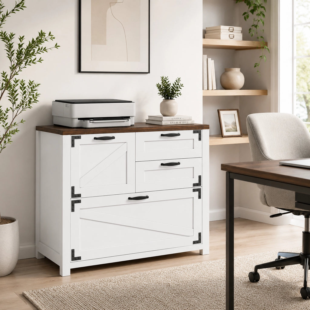 30.3" Farmhouse Lateral Filing Cabinet with 4 Drawers for Letter, A4 and Legal Files