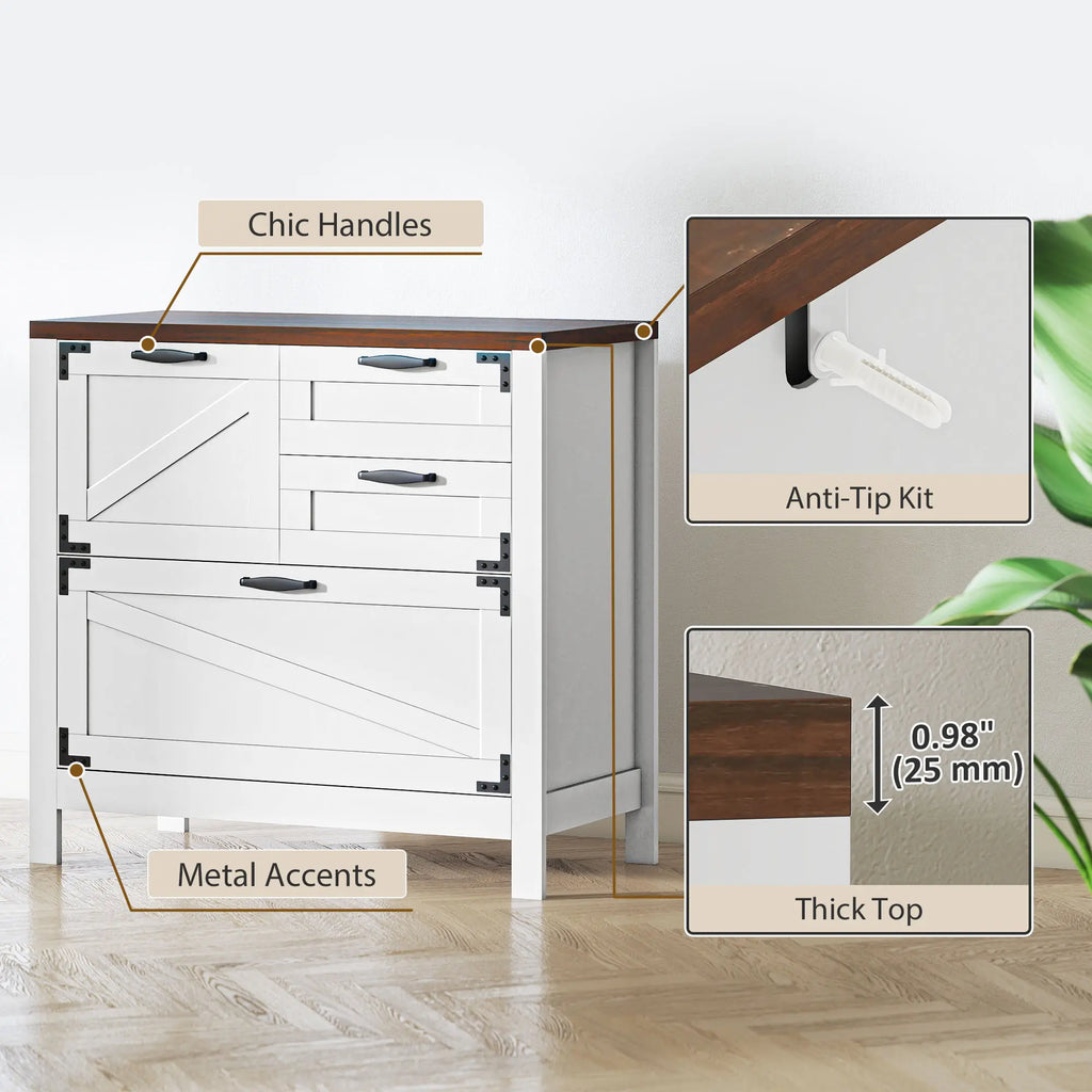 30.3" Farmhouse Lateral Filing Cabinet with 4 Drawers for Letter, A4 and Legal Files