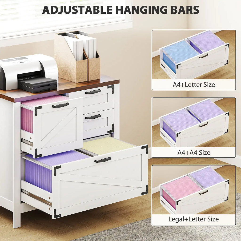 30.3" Farmhouse Lateral Filing Cabinet with 4 Drawers for Letter, A4 and Legal Files