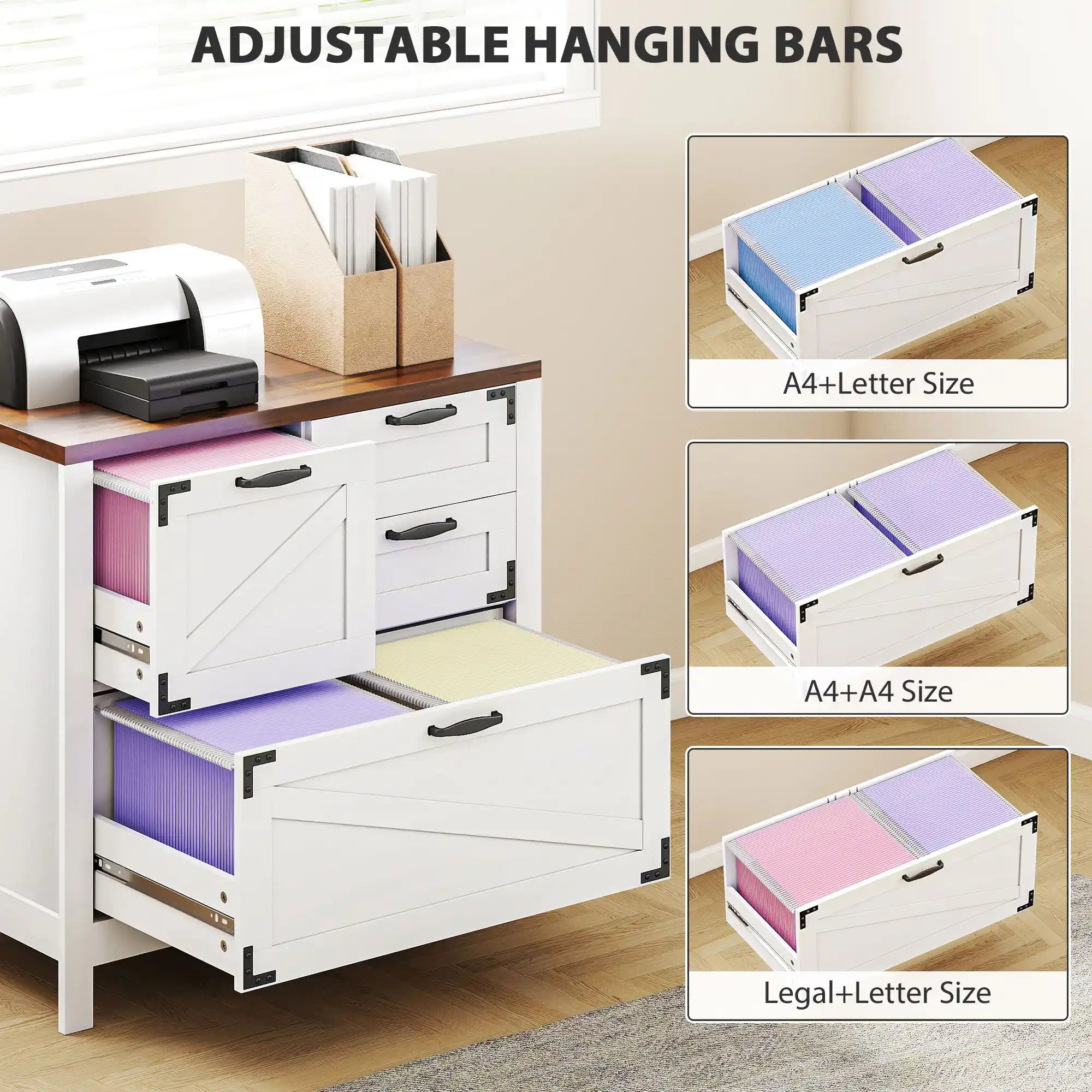 30.3" Farmhouse Lateral Filing Cabinet with 4 Drawers for Letter, A4 and Legal Files