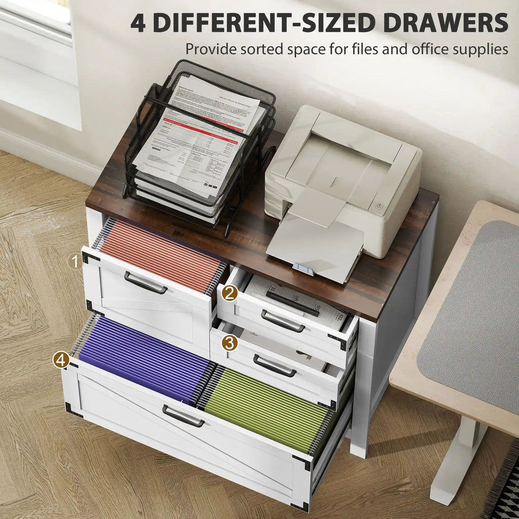 30.3" Farmhouse Lateral Filing Cabinet with 4 Drawers for Letter, A4 and Legal Files