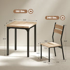 3-Piece Compact Dining Set with 23.5" Square Table and 2 Slat-Back Chairs