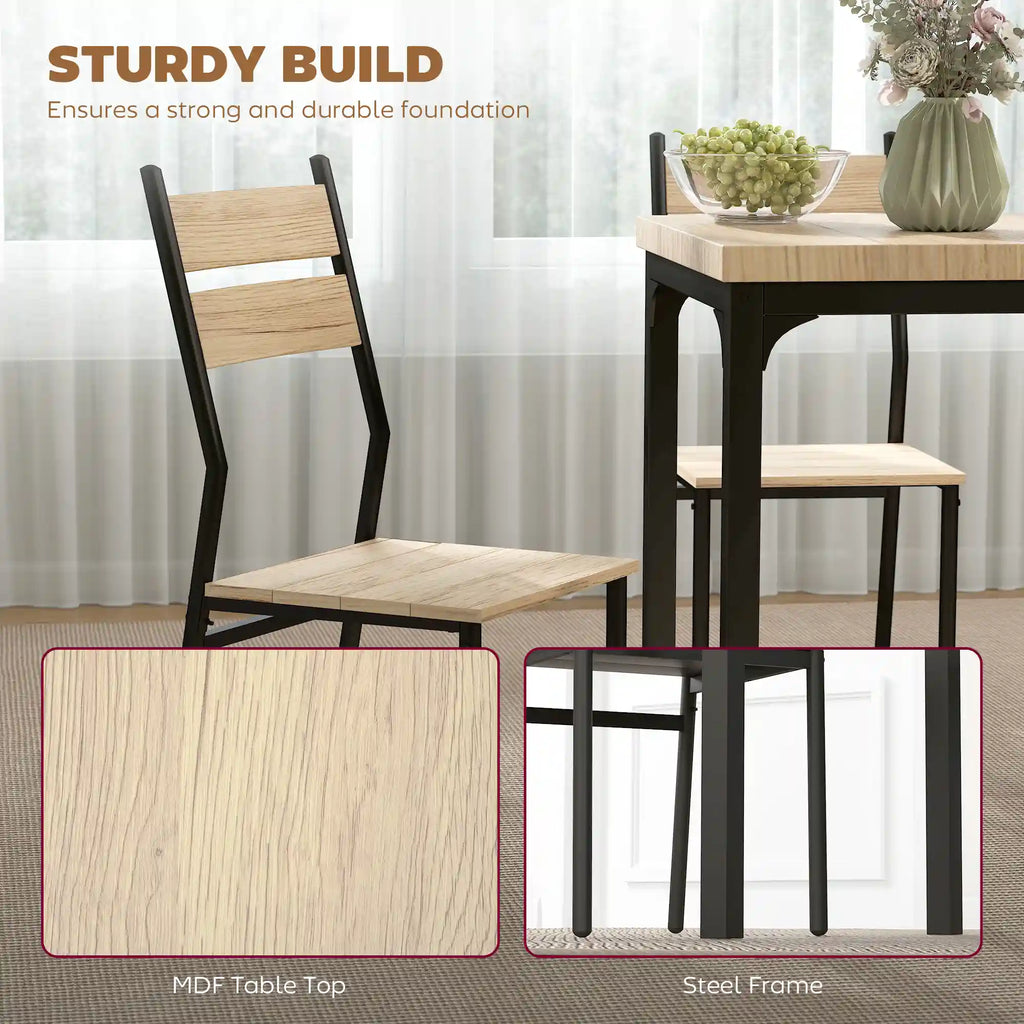 3-Piece Compact Dining Set with 23.5" Square Table and 2 Slat-Back Chairs