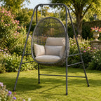 72" Hammock Chair Stand with 3 Hanging Rings, 2 Carabiners and Anti-Slip Foot Pads