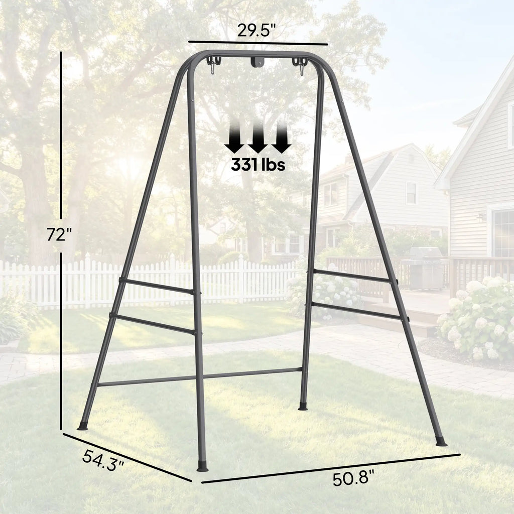 72" Hammock Chair Stand with 3 Hanging Rings, 2 Carabiners and Anti-Slip Foot Pads