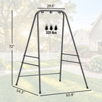 72" Hammock Chair Stand with 3 Hanging Rings, 2 Carabiners and Anti-Slip Foot Pads
