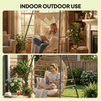 72" Hammock Chair Stand with 3 Hanging Rings, 2 Carabiners and Anti-Slip Foot Pads