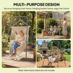 72" Hammock Chair Stand with 3 Hanging Rings, 2 Carabiners and Anti-Slip Foot Pads