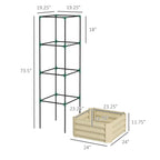 73.5" Galvanized Steel Raised Garden Bed with Tomato Trellis Cage
