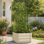 73.5" Galvanized Steel Raised Garden Bed with Tomato Trellis Cage