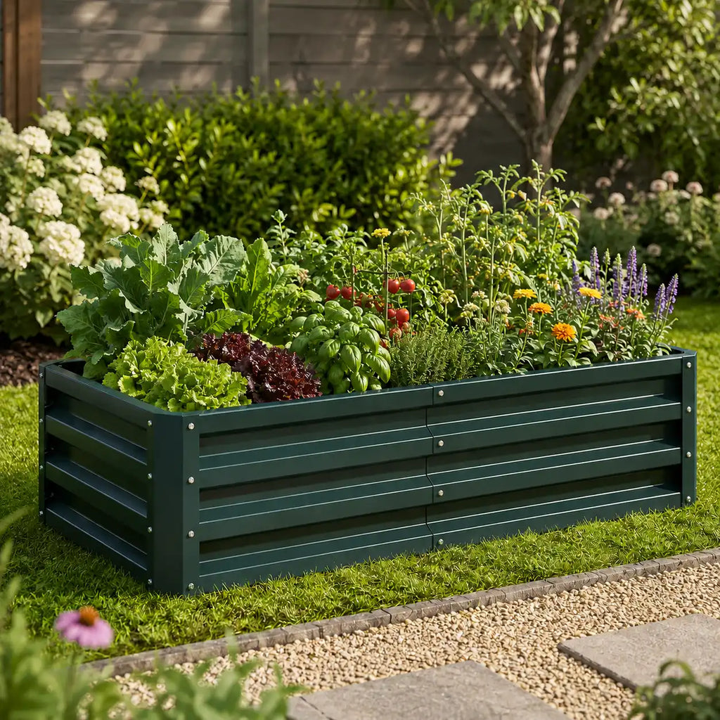 47.25" Galvanized Steel Raised Garden Bed with Open Bottom